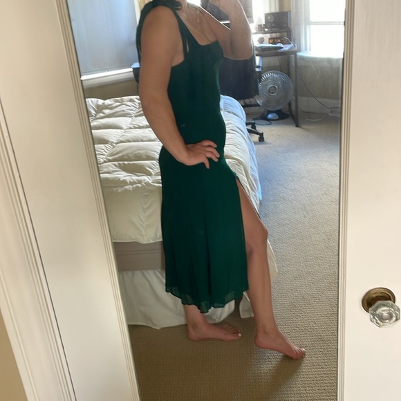 Reformation Green Emerald Twilight Square-Neck Crepe Midi Dress 6 - Picture 9 of 11